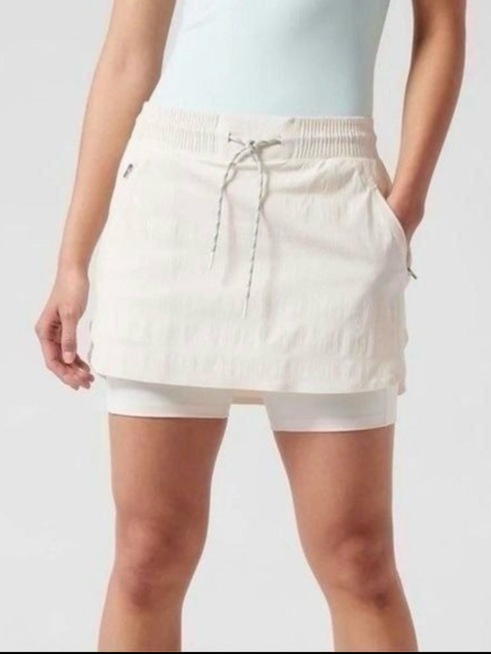 Athleta Magnolia White Trekkie Skort with Drawstring Waist 14 NWOT